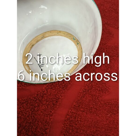 Italian Pottery Christmas Serving 2 x 6 Bowl Red Flowers Poinsettias - Picture 6 of 6